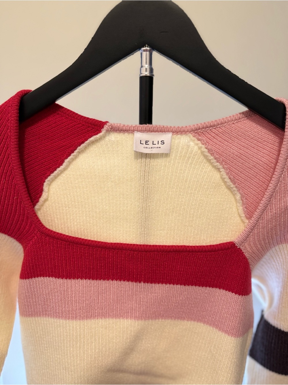 NEW Le Lis Striped Off-Shoulder Cropped Sweater - SMALL - Picture 4 of 7